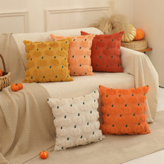 Autumn Pumpkin Orange Quilted Throw Pillow Cover 18x18 Inch – Cozy Fall Decor