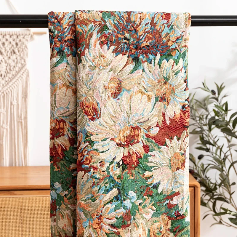 Floral Jacquard Fabric Canvas – 59"x39" DIY Upholstery & Sewing Cloth - Image 3