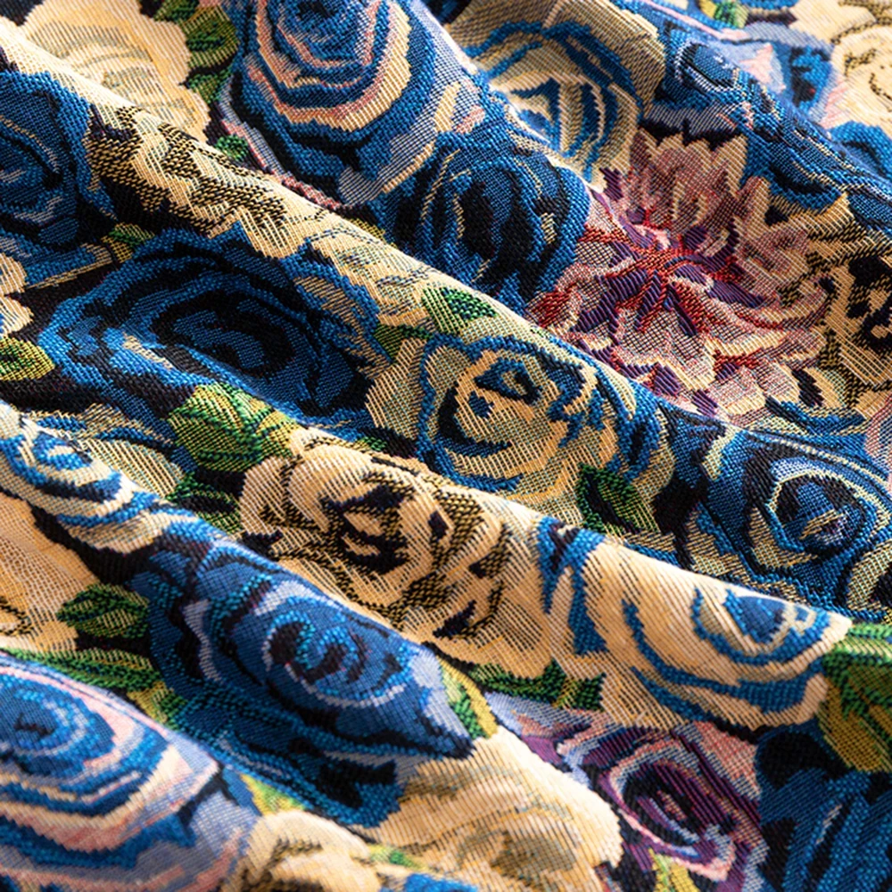 Floral Jacquard Fabric Canvas – 59"x39" DIY Upholstery & Sewing Cloth - Image 4