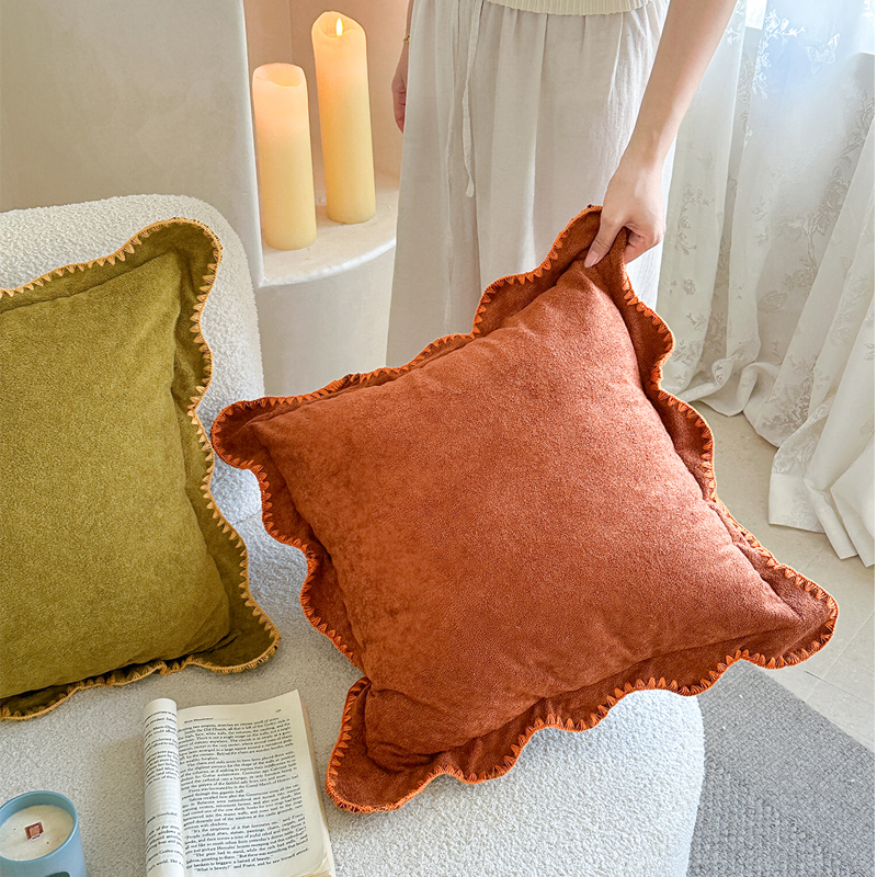 Cozy Scalloped Solid Pillow Cover - Stylish Home Decor - Image 3