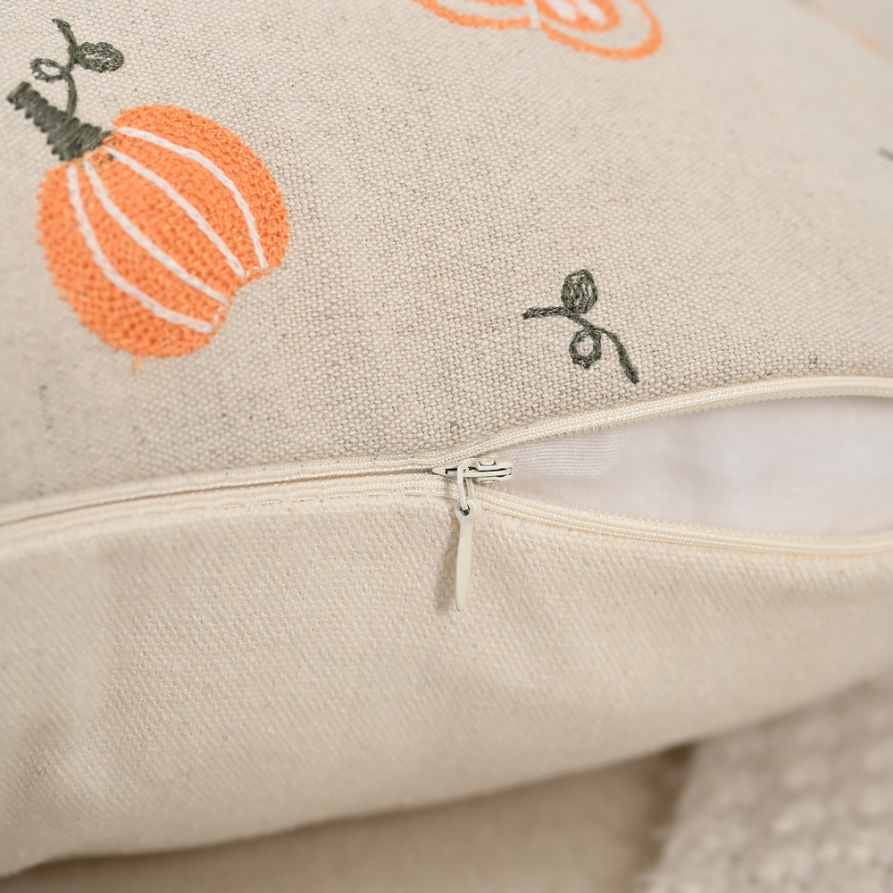 Embroidered Pumpkin Pillowcase - Festive Autumn Decor - Image 6