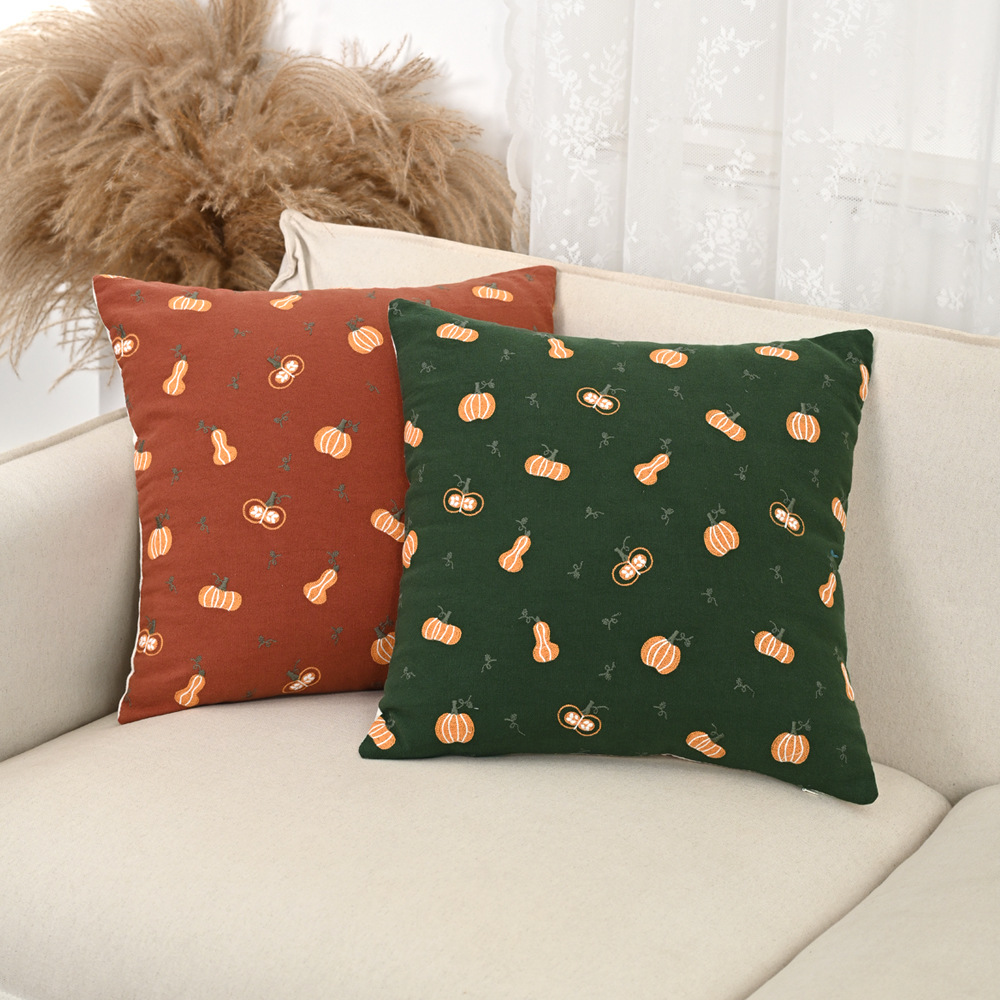 Embroidered Pumpkin Pillowcase - Festive Autumn Decor - Image 4