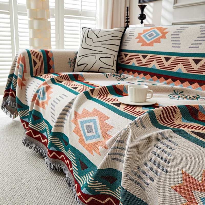 Boho Cotton Linen Sofa Cover - Versatile Ethnic Style Blanket - Image 4