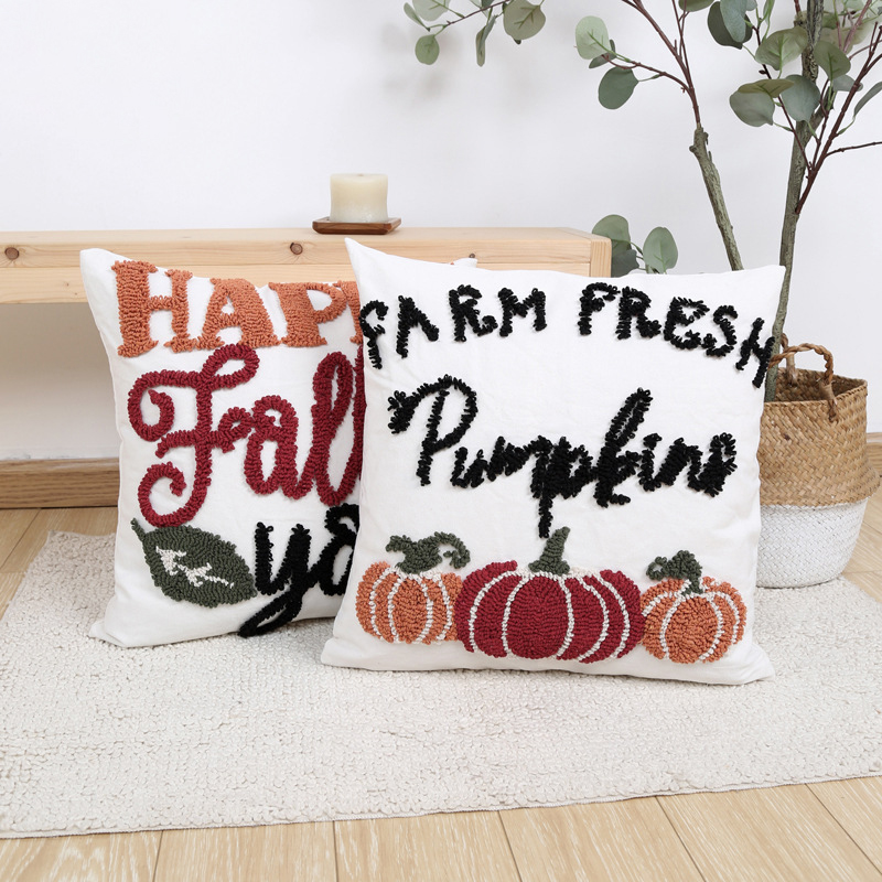 Happy Fall Pumpkin Tufted Pillowcase - Cozy Autumn Decor - Image 3