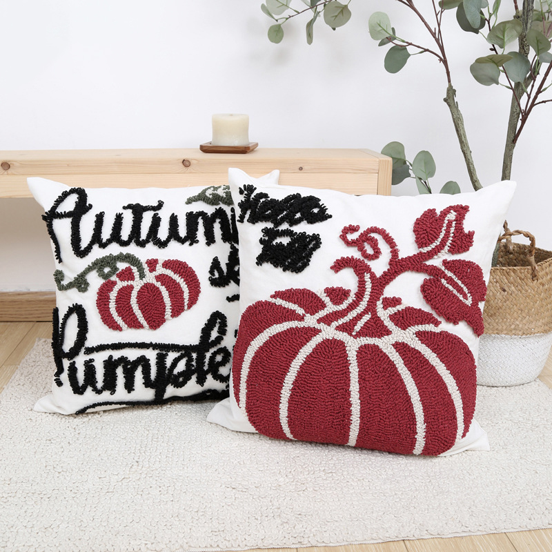 Happy Fall Pumpkin Tufted Pillowcase - Cozy Autumn Decor - Image 2