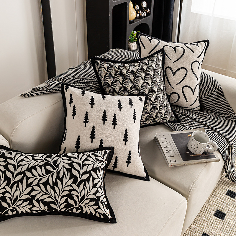 Chic Black & White Throw Pillowcase - Stylish Home Decor - Image 2