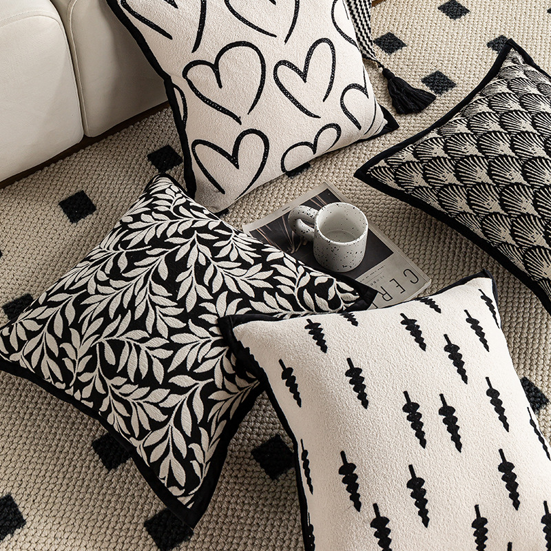 Chic Black & White Throw Pillowcase - Stylish Home Decor - Image 3