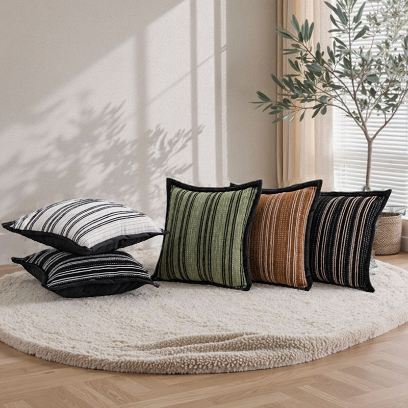 Soft Chenille Striped Pillowcase - Stylish Home Accessory - Image 2