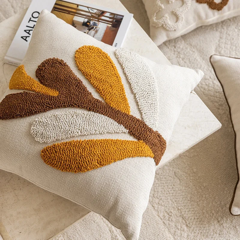 Retro Geometric Embroidered Cotton Canvas Pillow Cover 18x18in - Image 3
