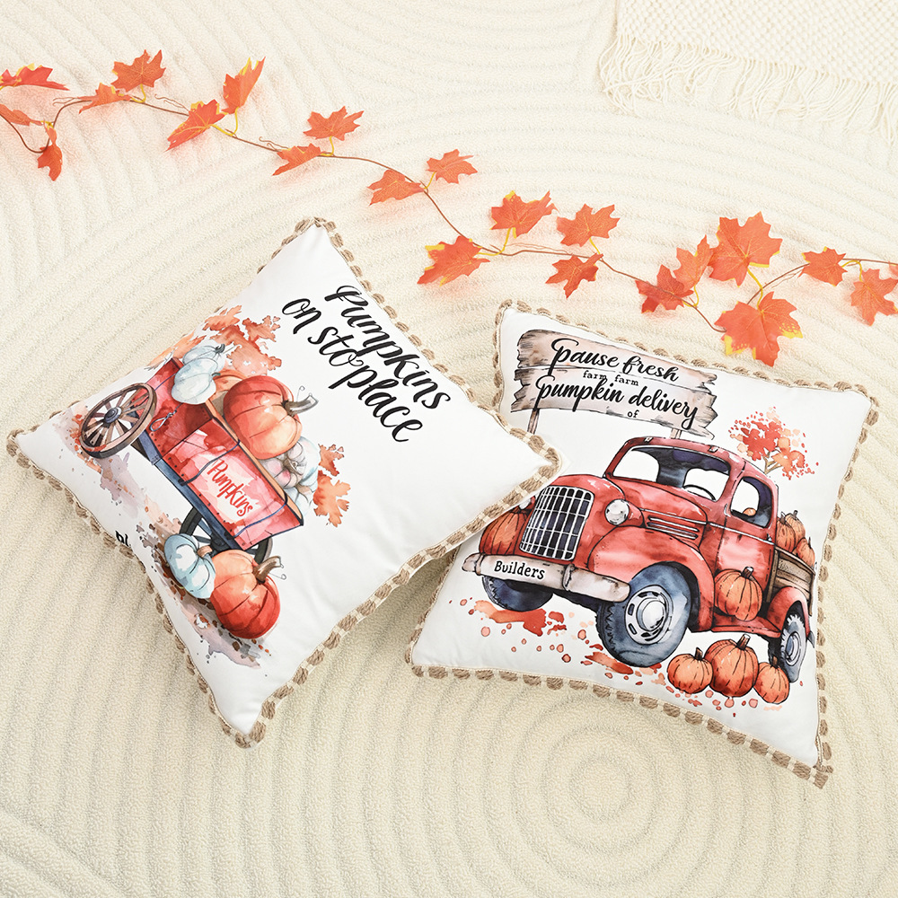 Autumn Pumpkin Lace Cushion Cover 18x18in – Thanksgiving Decor - Image 4