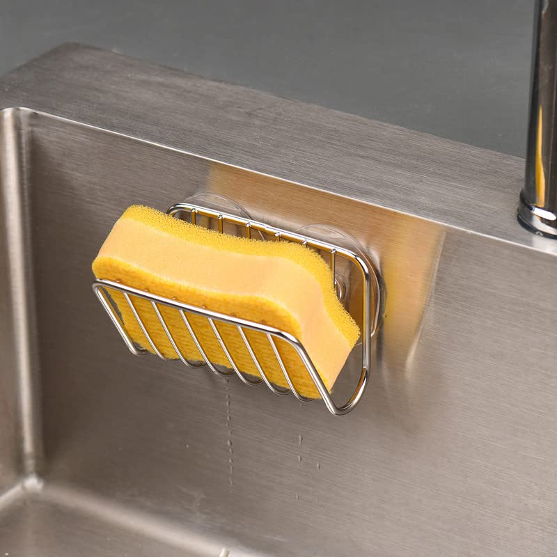 Stainless Steel Self-Draining Sponge Holder with Suction Cup - Image 2