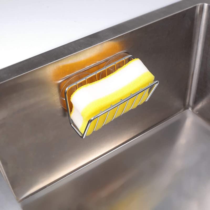 Stainless Steel Self-Draining Sponge Holder with Suction Cup - Image 3