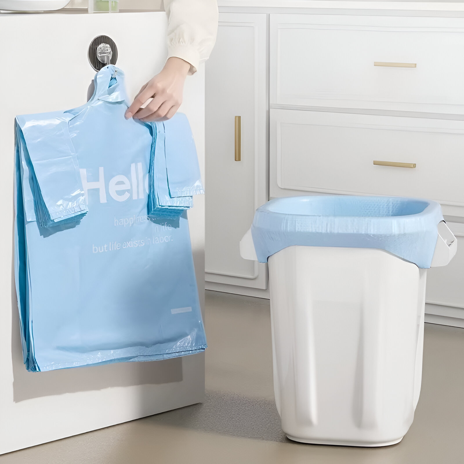 50pcs Leak-Proof Disposable Trash Bags with Handles - Image 3