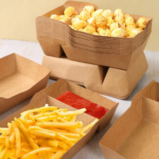 10pcs 2-Compartment Kraft Paper Food Trays