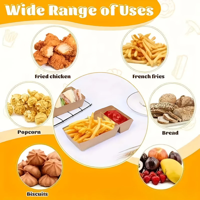 10pcs 2-Compartment Kraft Paper Food Trays - Image 2