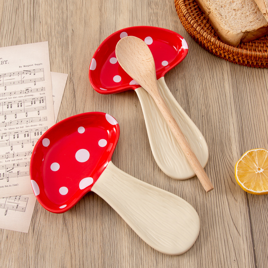 Charming Mushroom Ceramic Spoon & Utensil Holder - Image 2