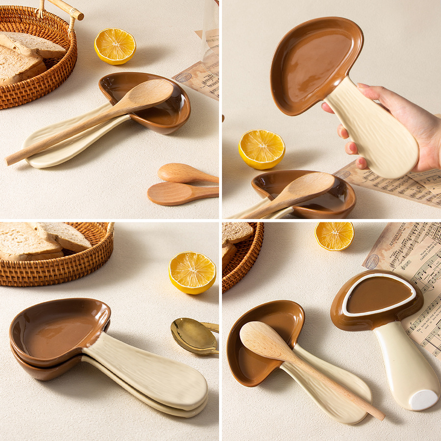 Charming Mushroom Ceramic Spoon & Utensil Holder - Image 4