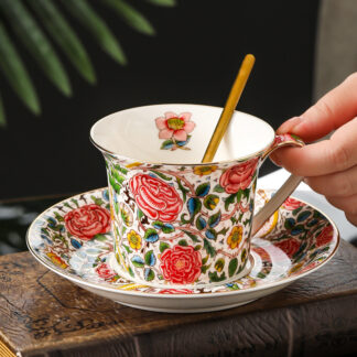 Luxury European Painted Flower Coffee Mug