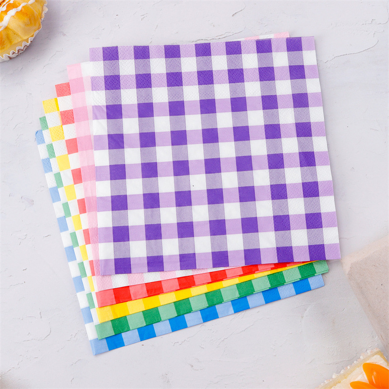 Vibrant Plaid Paper Napkins - Image 2