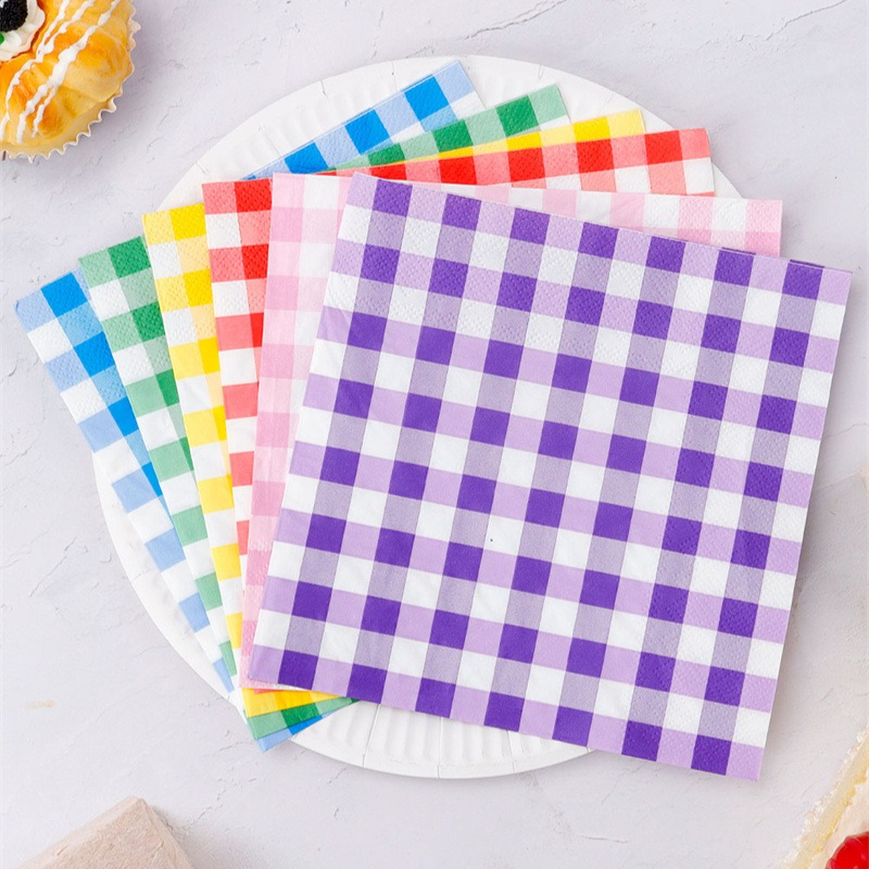 Vibrant Plaid Paper Napkins - Image 3
