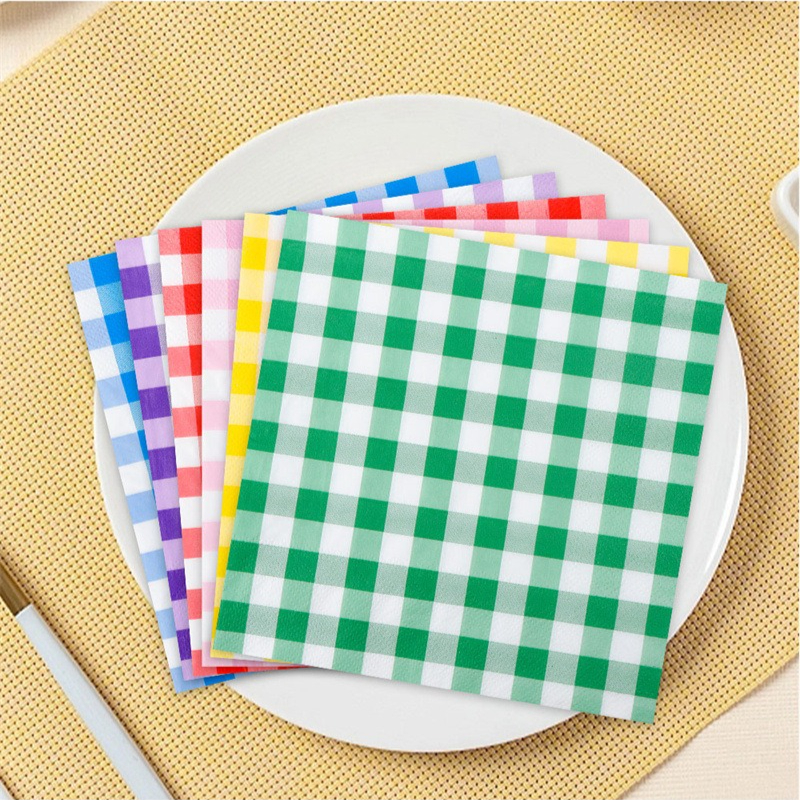 Vibrant Plaid Paper Napkins