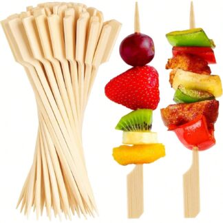100Pcs Cocktail Bamboo Skewers for Appetizers & Party Snacks – Fancy Paddle Toothpicks