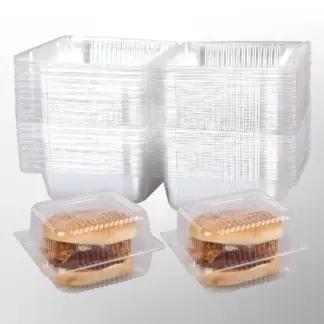 50/100pcs Clear Disposable Clamshell Food Containers with Lids – Square Plastic Takeout Boxes