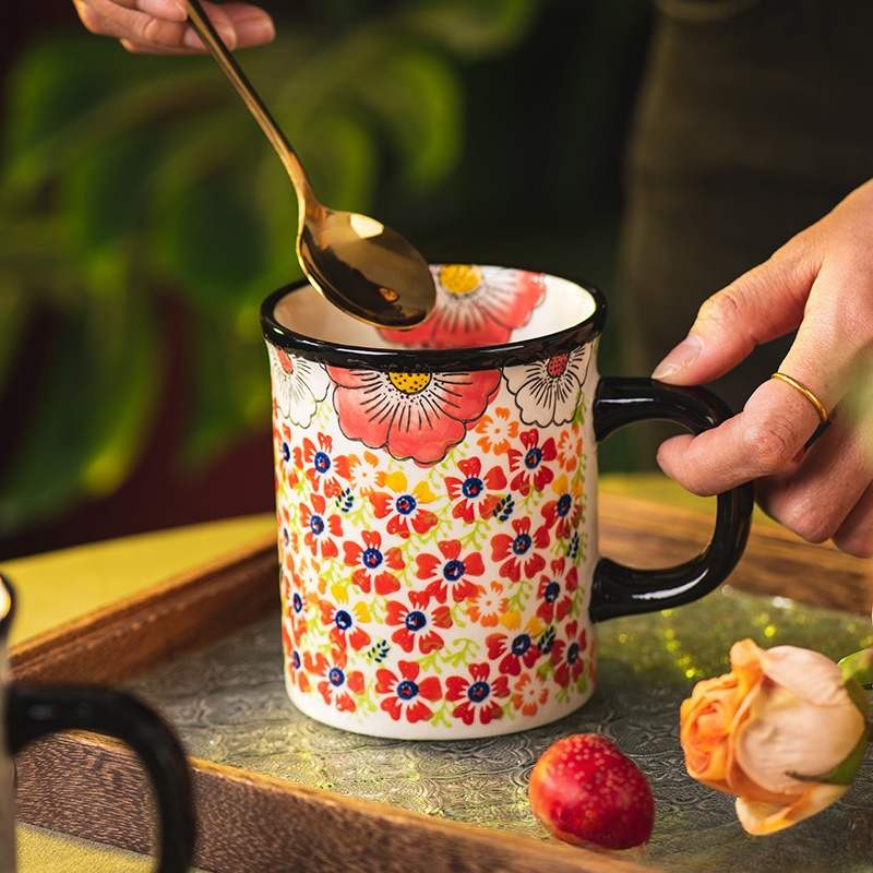 Creative Floral Ceramic Coffee Mug - Image 3