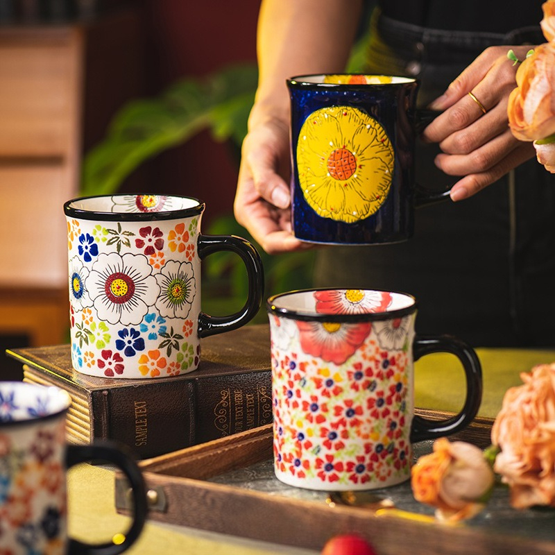 Creative Floral Ceramic Coffee Mug