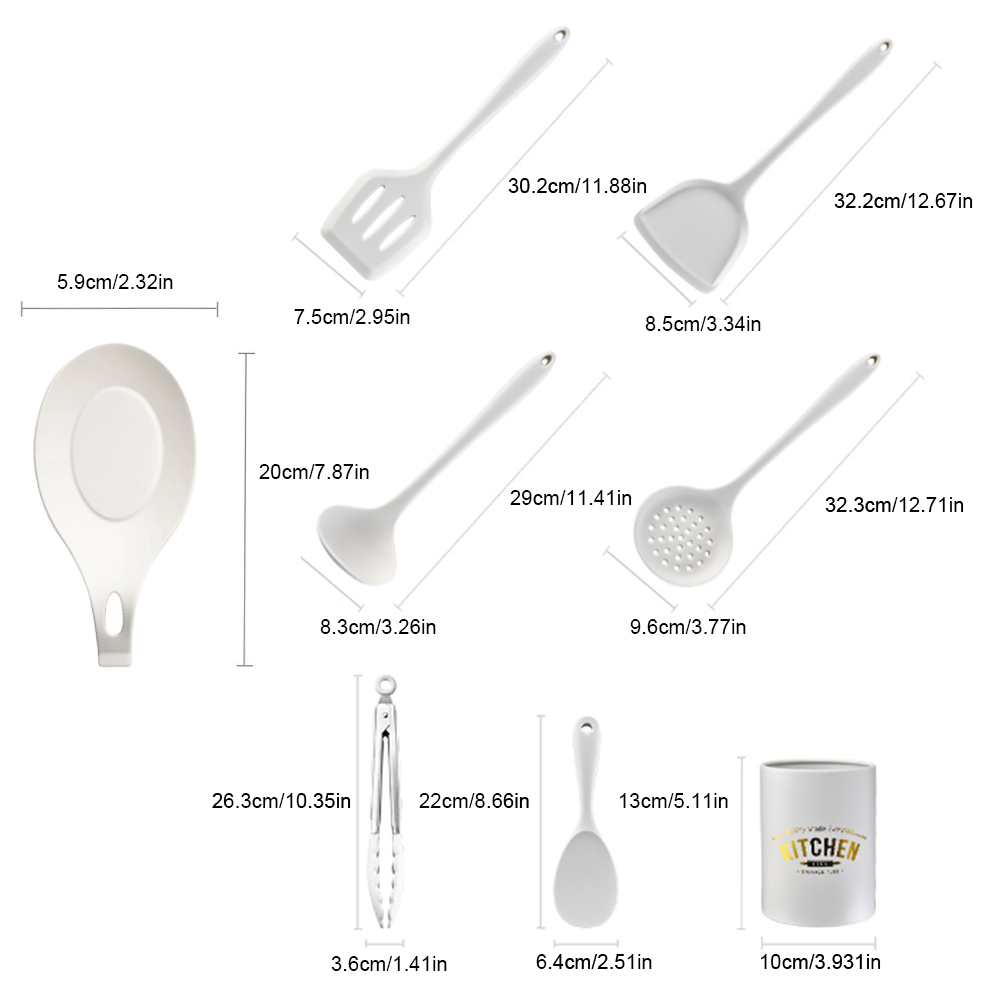8-Piece Red Silicone Kitchen Utensil Set - Image 5