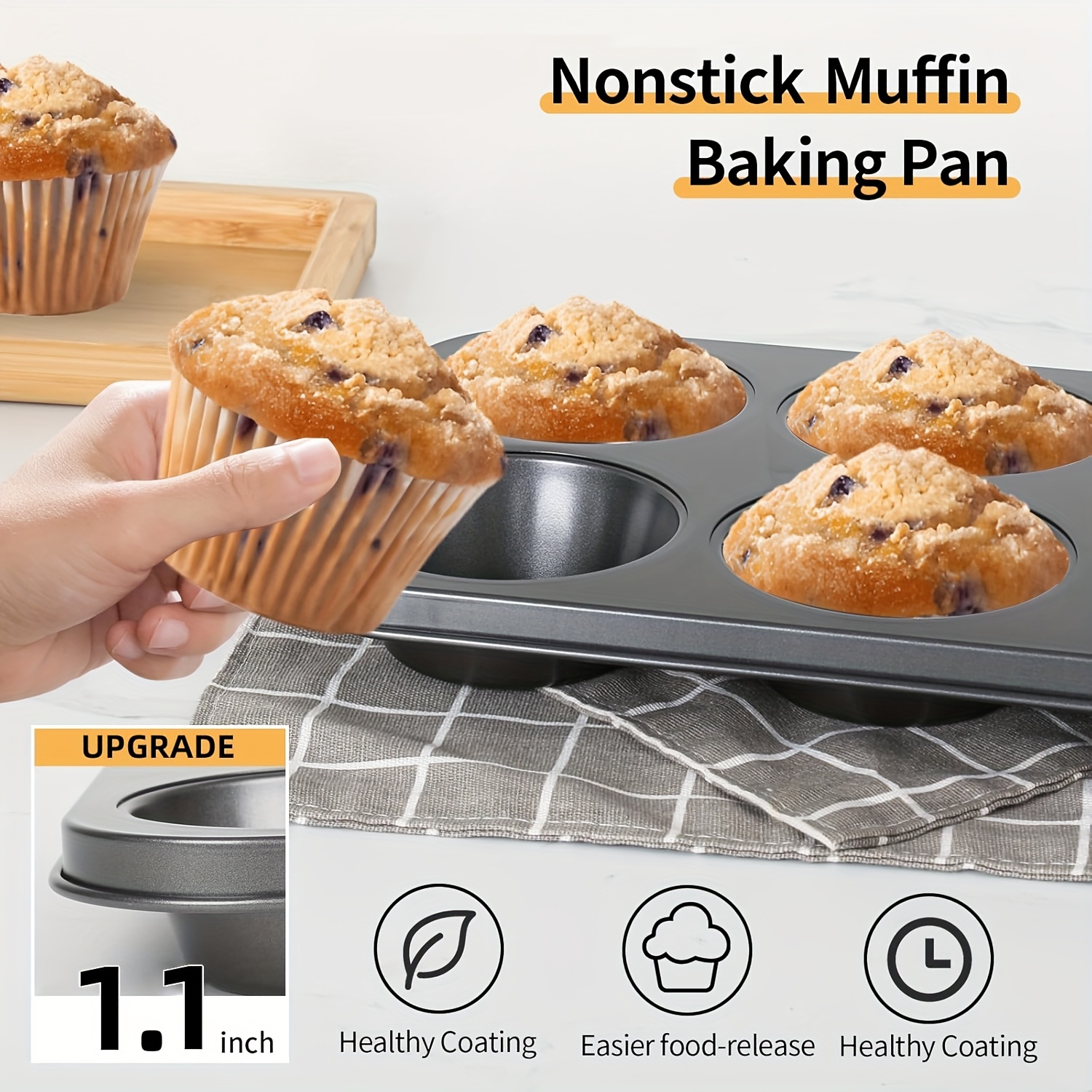4-Piece Nonstick Carbon Steel Muffin Pan Set - Image 2