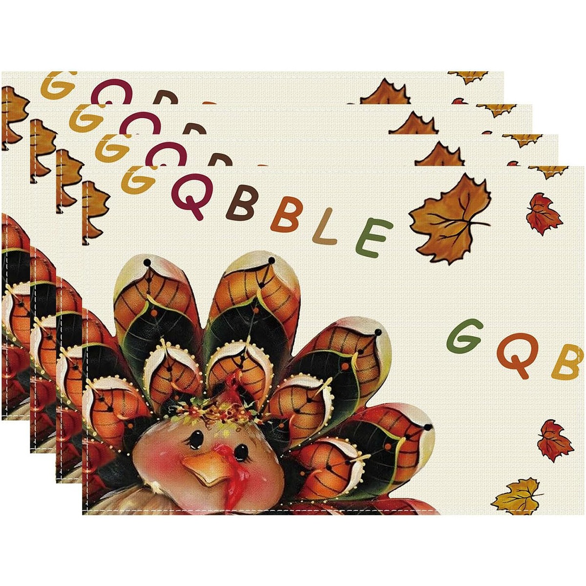 Autumn Linen Table Placemats Set – Thanksgiving Dining Decor - Image 5