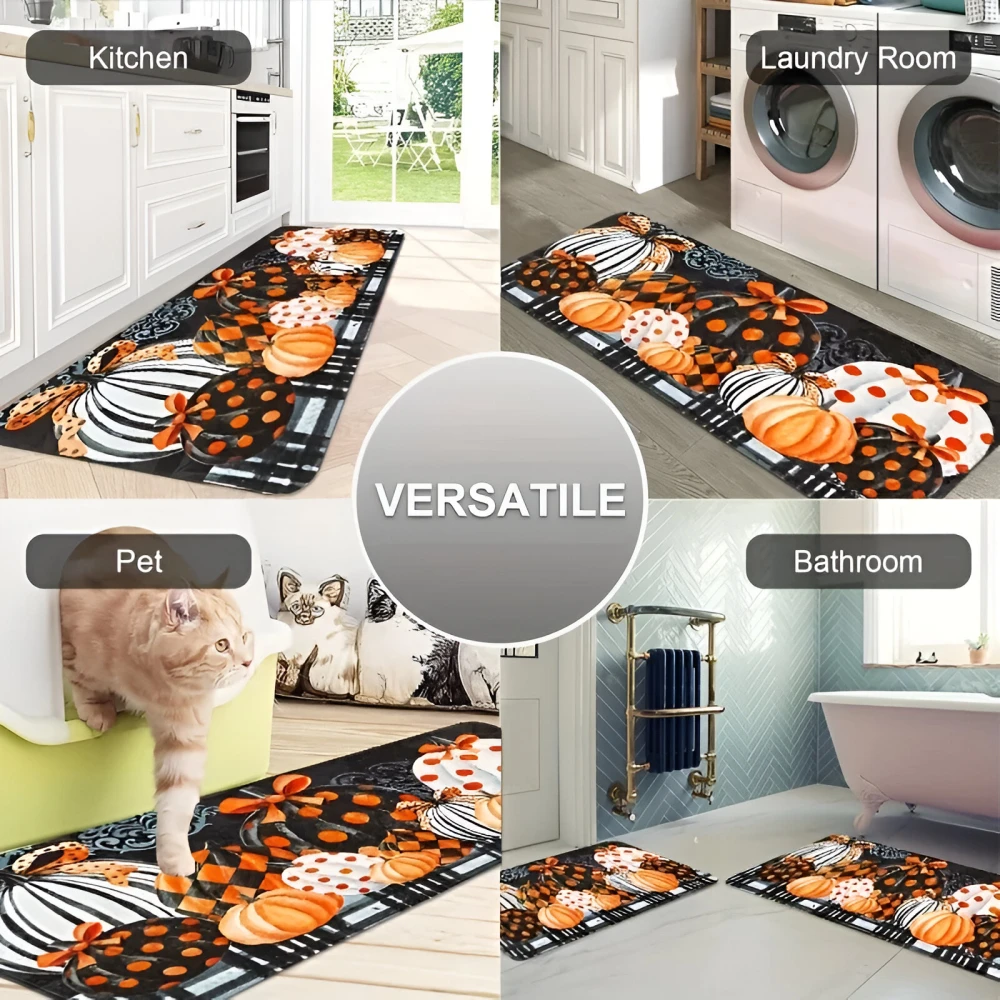 Thanksgiving Farmhouse Kitchen Mat Set – Soft Non-Slip Holiday Rugs - Image 4