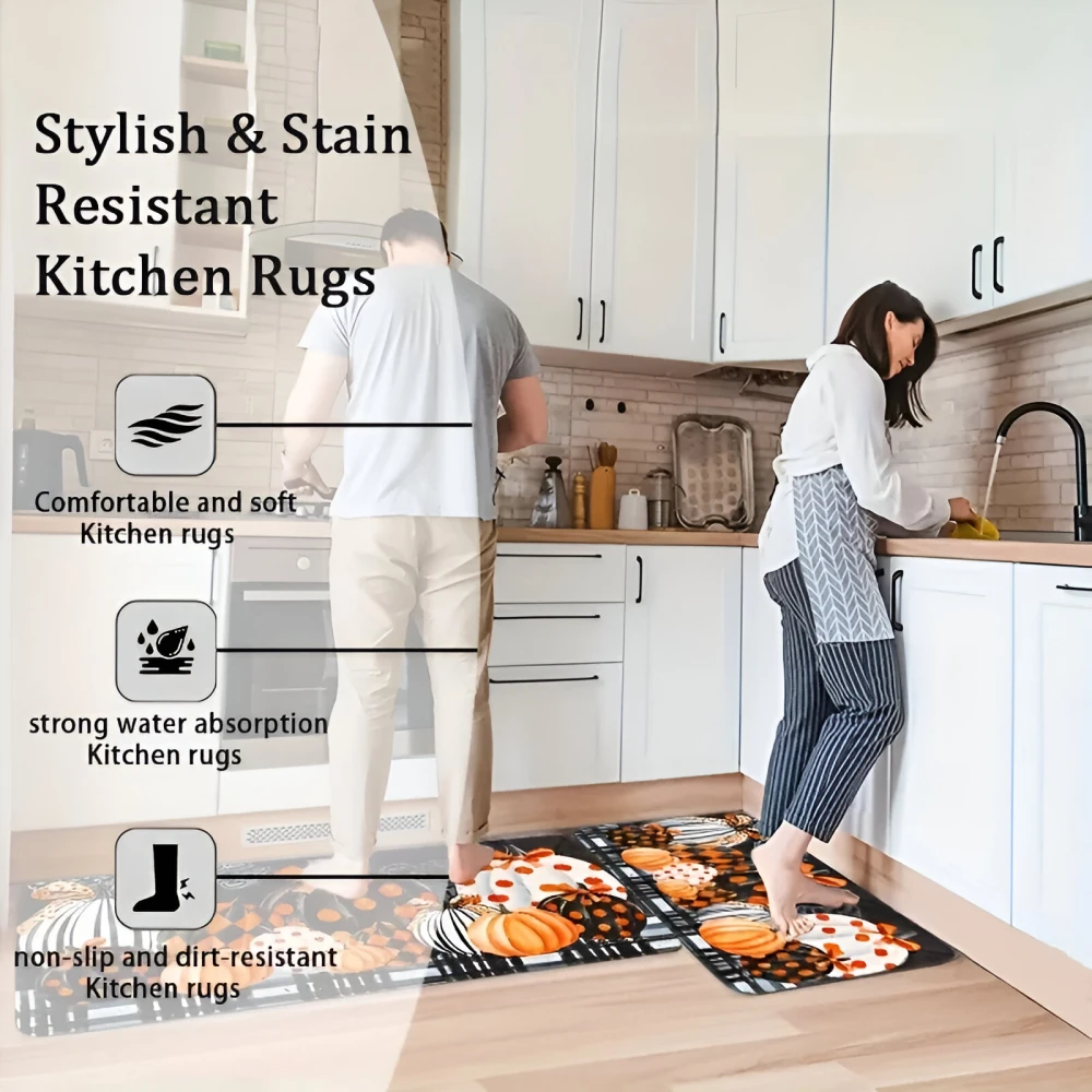 Thanksgiving Farmhouse Kitchen Mat Set – Soft Non-Slip Holiday Rugs - Image 6