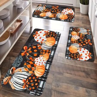 Thanksgiving Farmhouse Kitchen Mat Set – Soft Non-Slip Holiday Rugs
