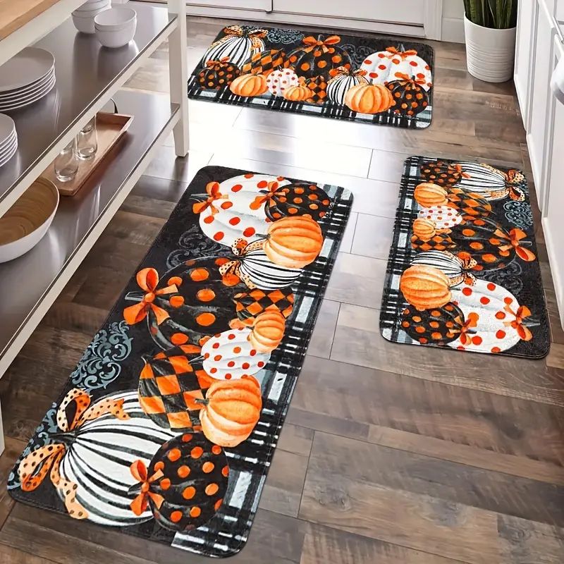 Thanksgiving Farmhouse Kitchen Mat Set – Soft Non-Slip Holiday Rugs