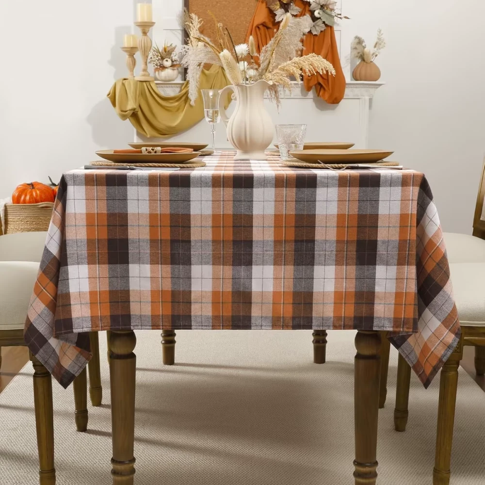 Autumn Plaid Tablecloth for Fall & Thanksgiving Décor