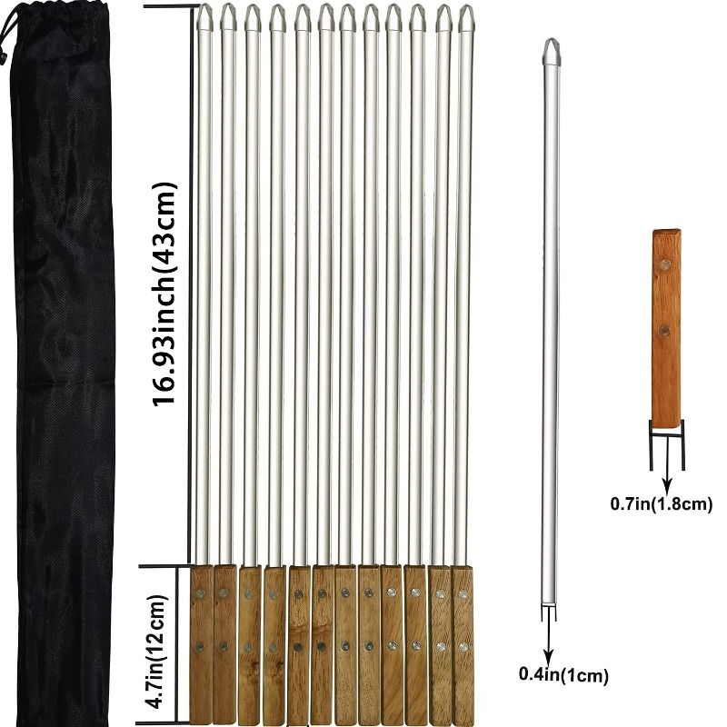 21-Inch Stainless Steel BBQ Kebab Skewers with Wooden Handle - Image 6