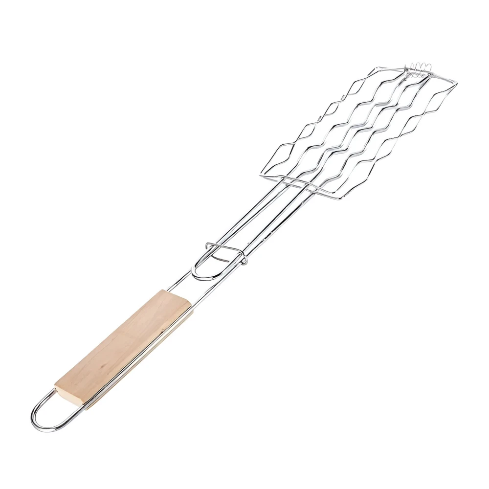 Stainless Steel Grilling Basket with Wooden Handle for BBQ & Camping - Image 6