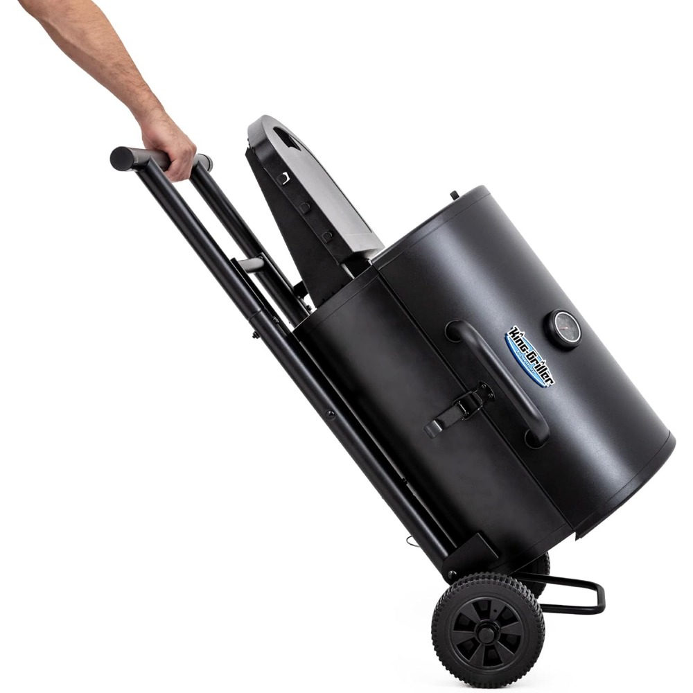 Portable Barrel Charcoal Grill with Folding Legs and Wheels - Image 4