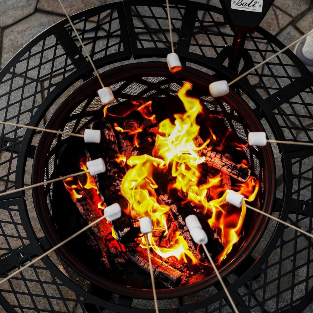 32-Inch Outdoor Fire Pit with Grill and Poker - Image 6