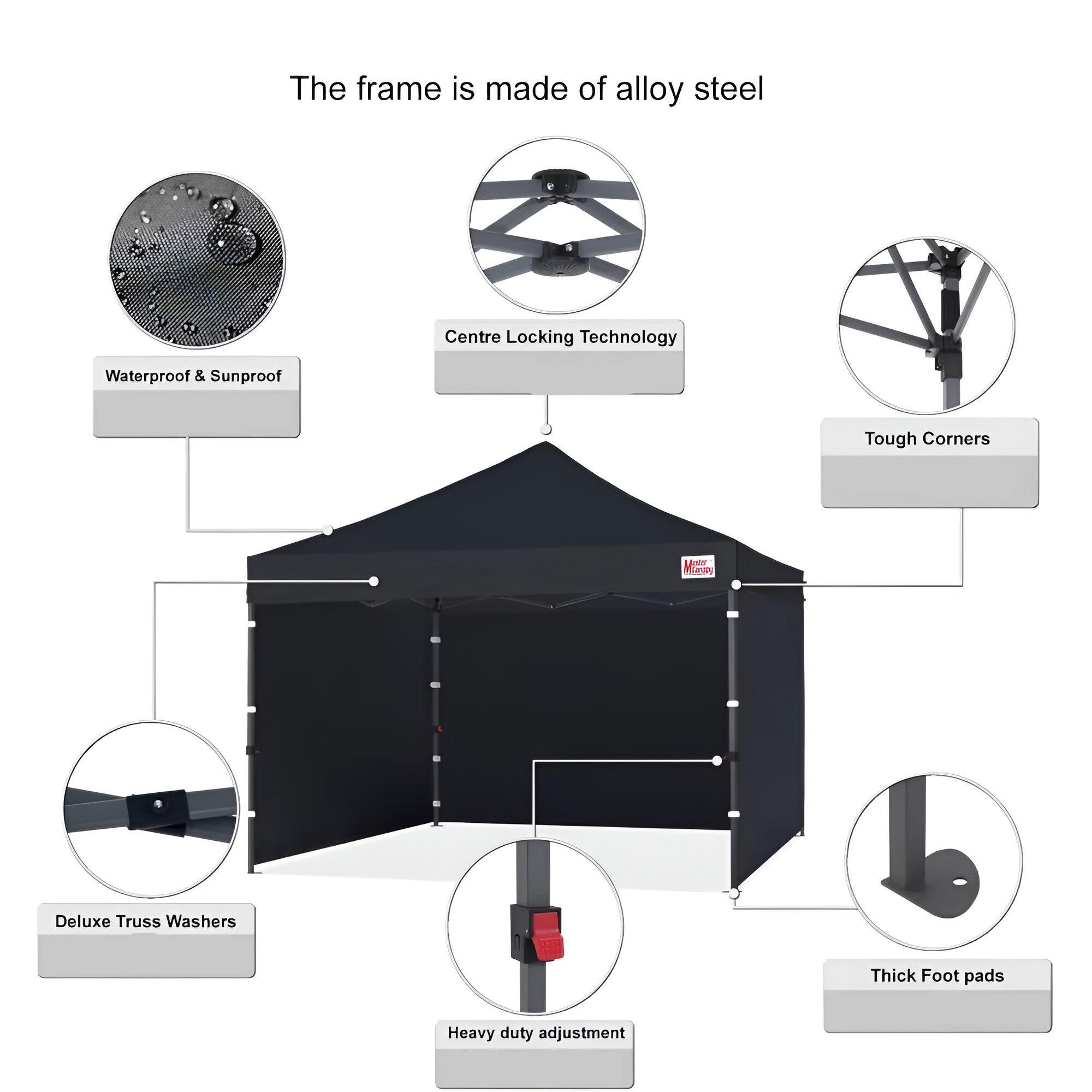 10x10 Heavy Duty Pop-Up Canopy Tent with Sidewalls - Image 2