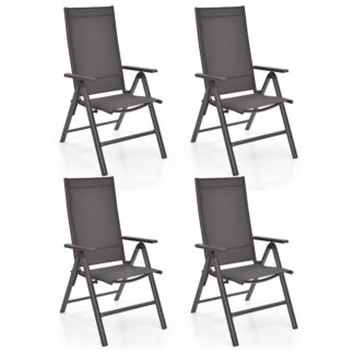 Folding Patio Dining Chairs with 7-Position Adjustable Backrest & Aluminum Frame