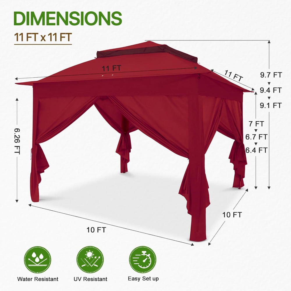11x11 Pop-Up Gazebo Tent with Sidewalls - Perfect Outdoor Shelter - Image 5