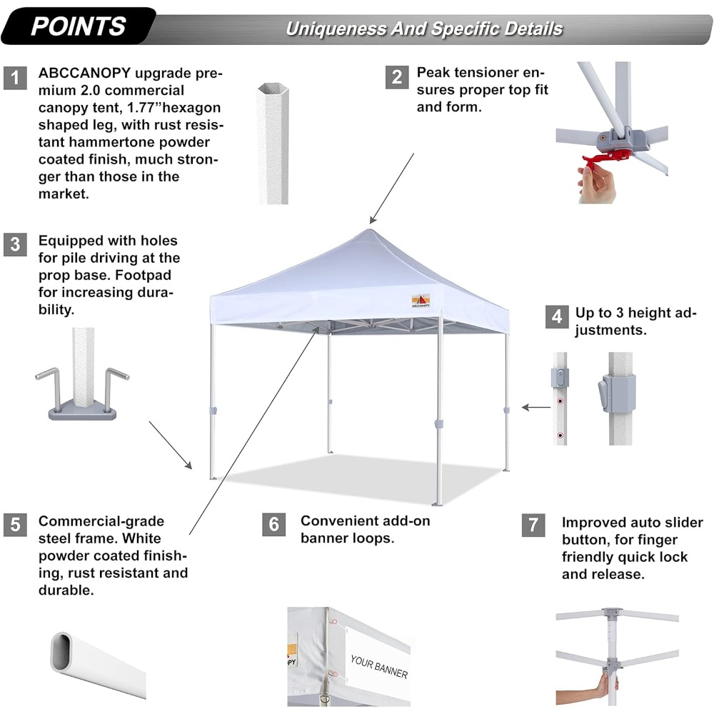Premium 10x10 Pop-Up Canopy Tent - Strong, Waterproof & UV Protection - Image 3
