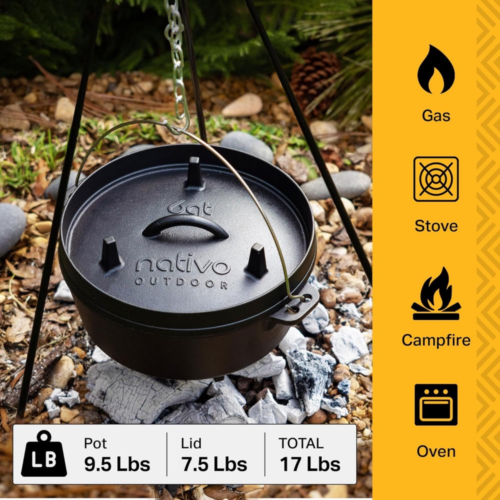 6QT Pre-Seasoned Cast Iron Dutch Oven Pot - Image 2