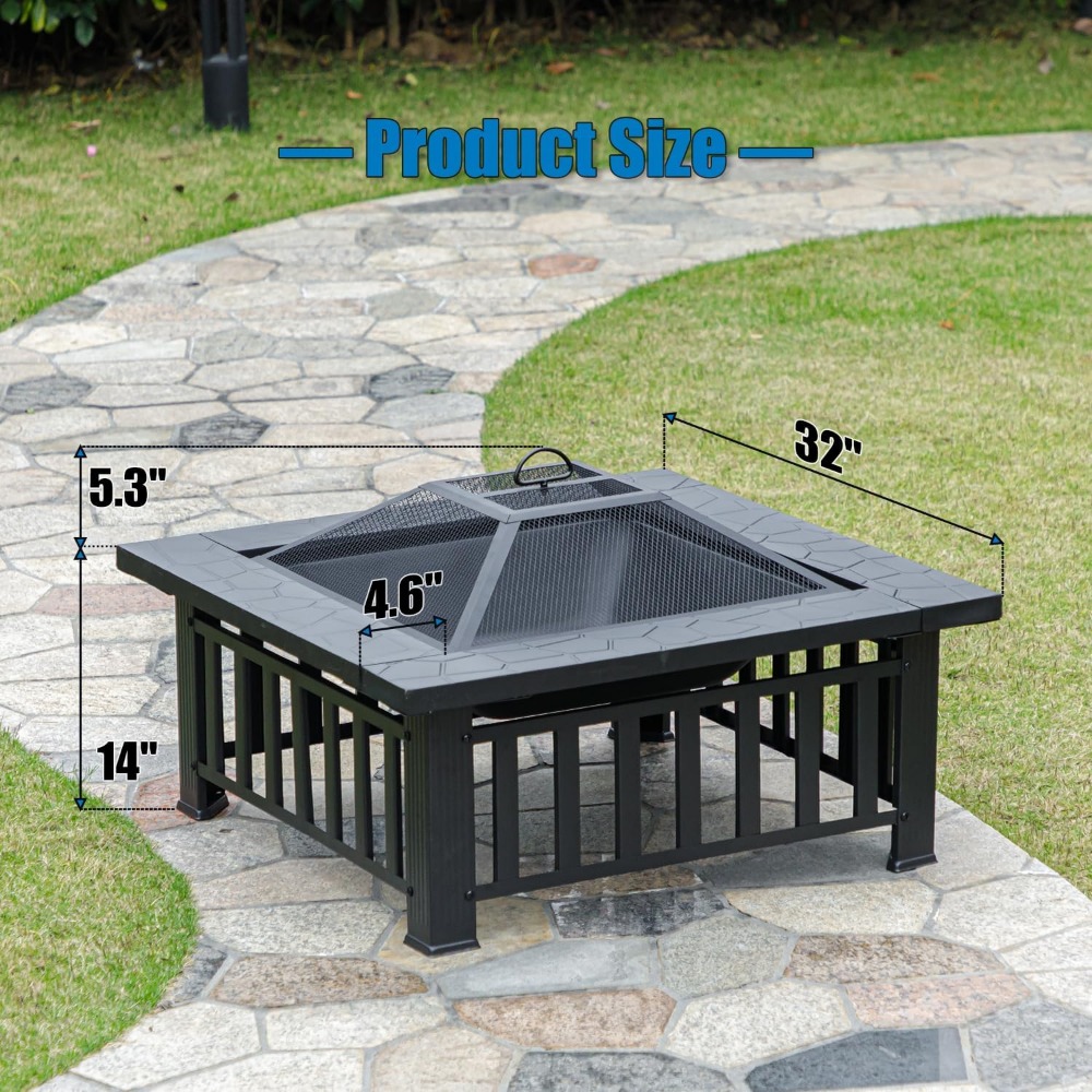 32-Inch Multifunctional Outdoor Fire Pit Table - Image 6
