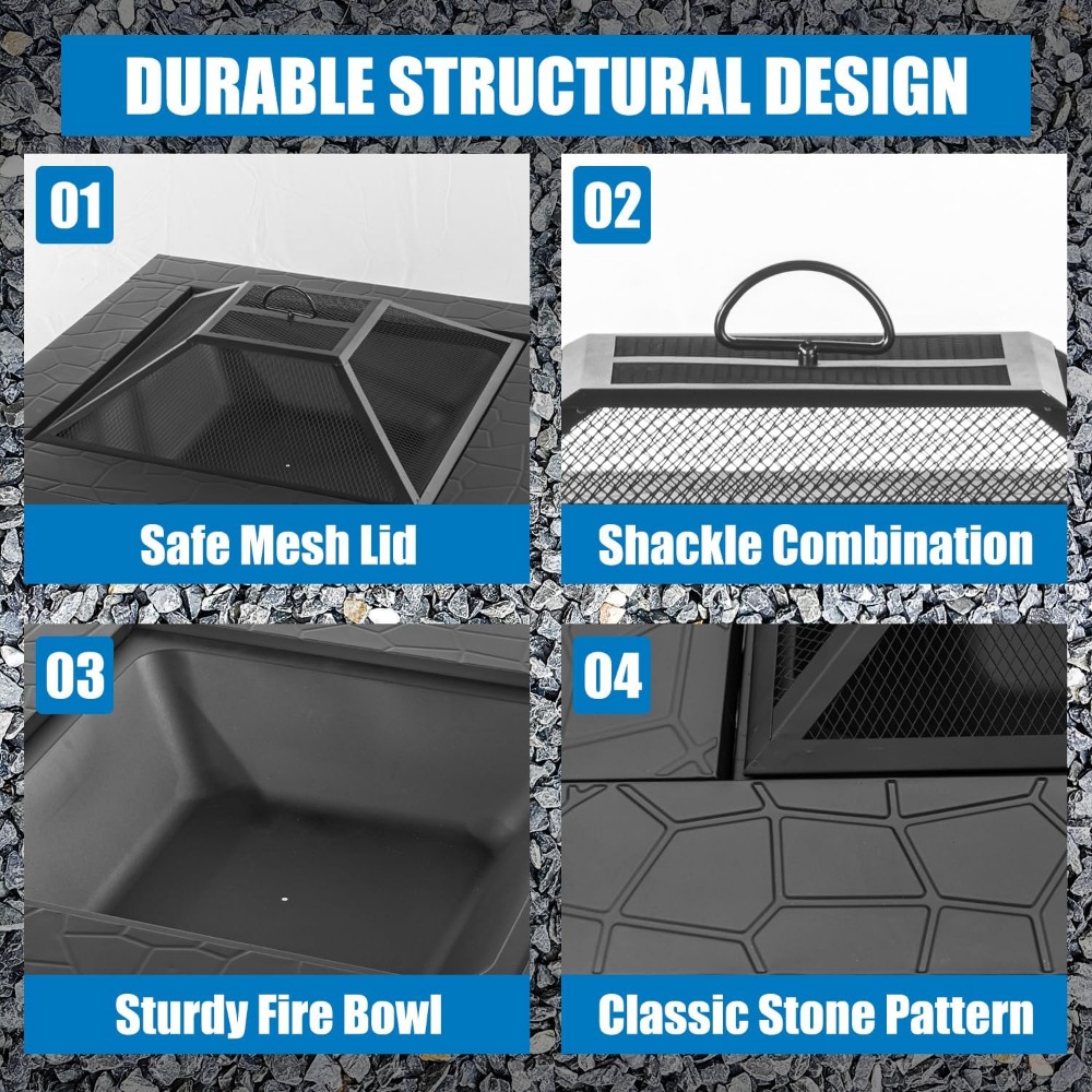 32-Inch Multifunctional Outdoor Fire Pit Table - Image 4