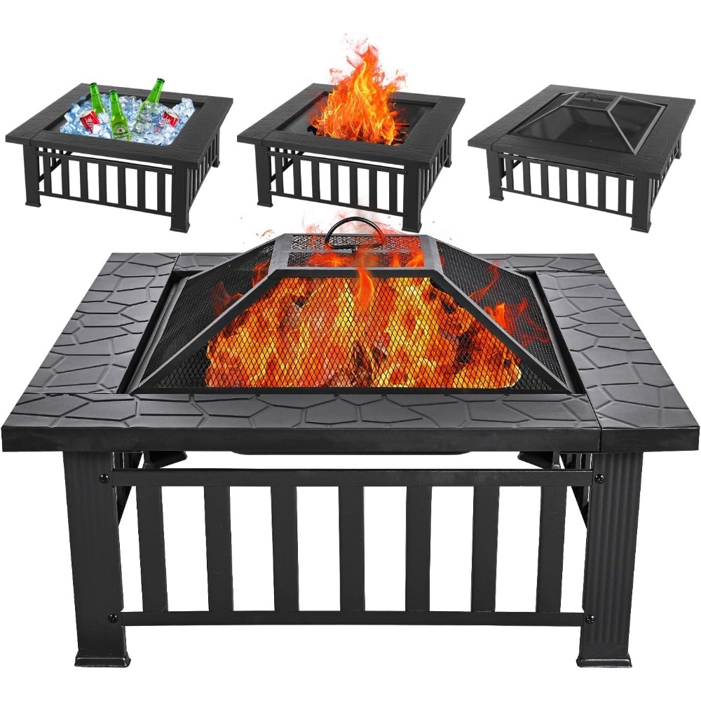 32-Inch Multifunctional Outdoor Fire Pit Table