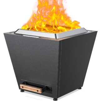20-Inch Smokeless Portable Fire Pit with Pull-Out Ash Pan & Carry Handles